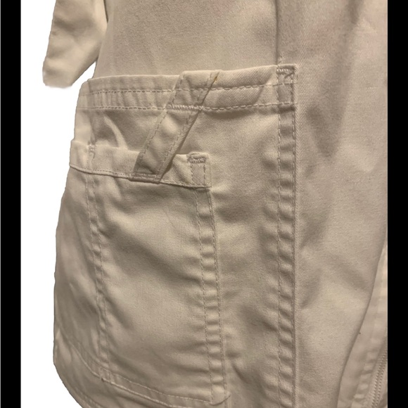 Cherokee Core Stretch Lab Coat White Zip Front Small 26” Length - Picture 2 of 6